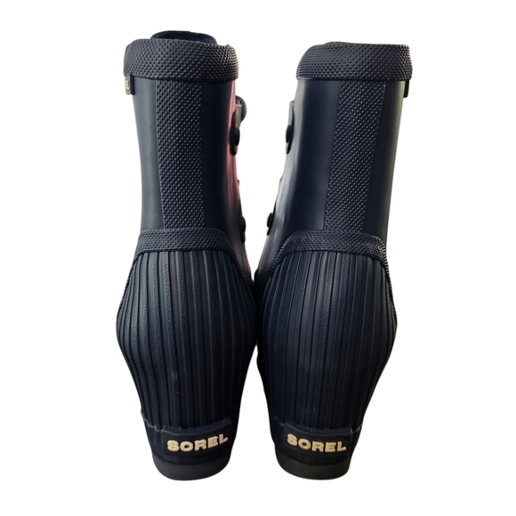 Sorel Joan of Arctic Wedge II Chelsea Rubber Rain Boots Navy Blue Women’s 9 - Picture 4 of 9